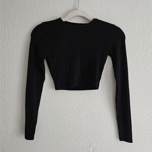 ZARA Crop Black Cotton Long Sleeve